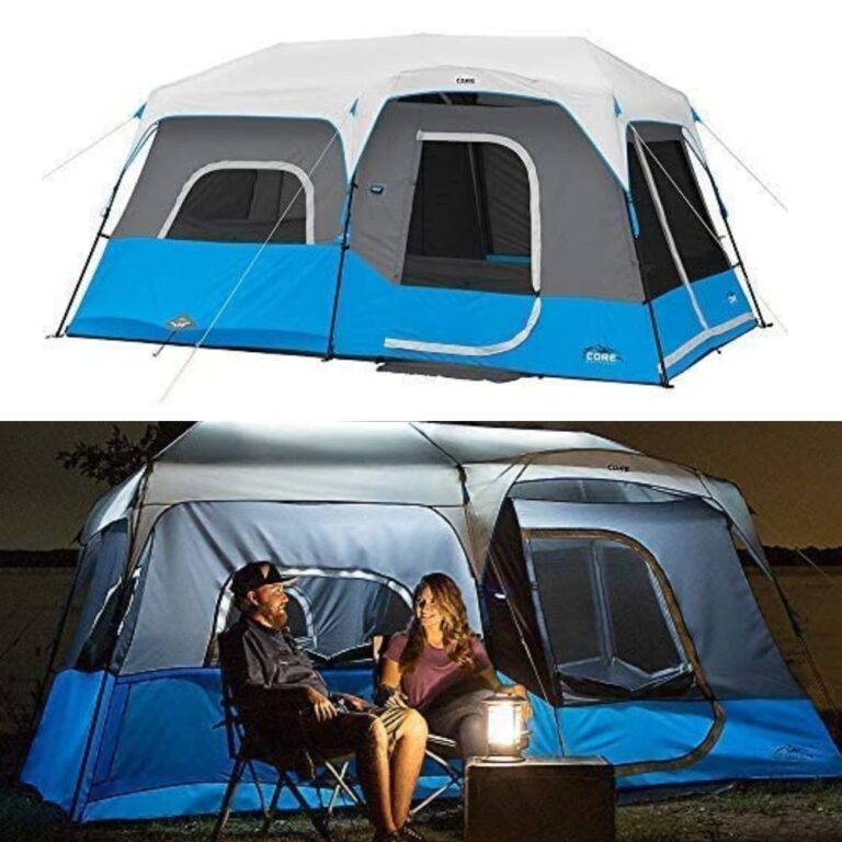 CORE Instant Tent with LED Lights, Multi Room Tents for Camping, Large Family Pop Up Cabin