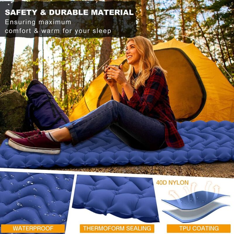 MEETPEAK Camping Sleeping Pad, Extra Thickness, Inflatable Sleeping Mat