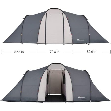 MOON LENCE 8-Person Family Camping Tent, Waterproof, Windproof with Divided Curtain for 2 Separated Rooms & Double Layer Portable with Carry Bag for Outdoors