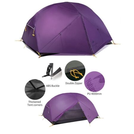 NATUREHIKE 2-Person, 3 Season Camping Tent, Ultralight Backpacking Tent for Hiking & Cycling