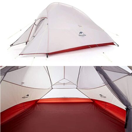 NATUREHIKE 2-Person Lightweight Backpacking Tent with Footprint / 4 Season, Free-Standing Dome / Camping, Hiking, Waterproof Backpack Tent - Flashlight Bundle