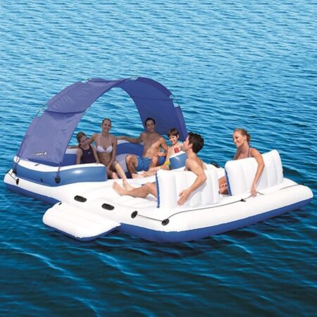 YGSYSC Tropical Breeze Large Floating Island Raft, Lounge Fits Up To 8-10 People, Great for Pool, Lake, River