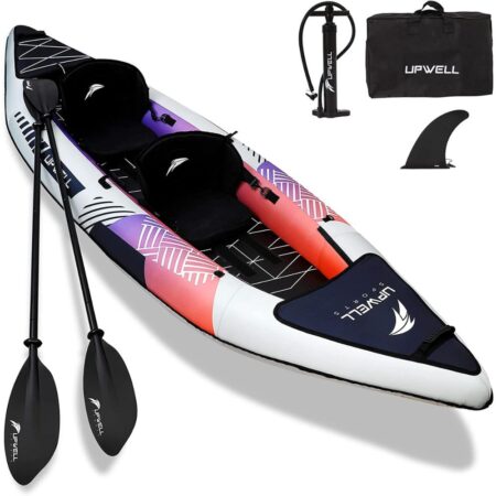 UPWELL Inflatable Recreational Kayak with High Pressure Floor & Accessories incl Kayak Seats with High Back Support, Aluminium Allloy Paddle, Fin, Repair Kits, Carry Bag & Hand Pump