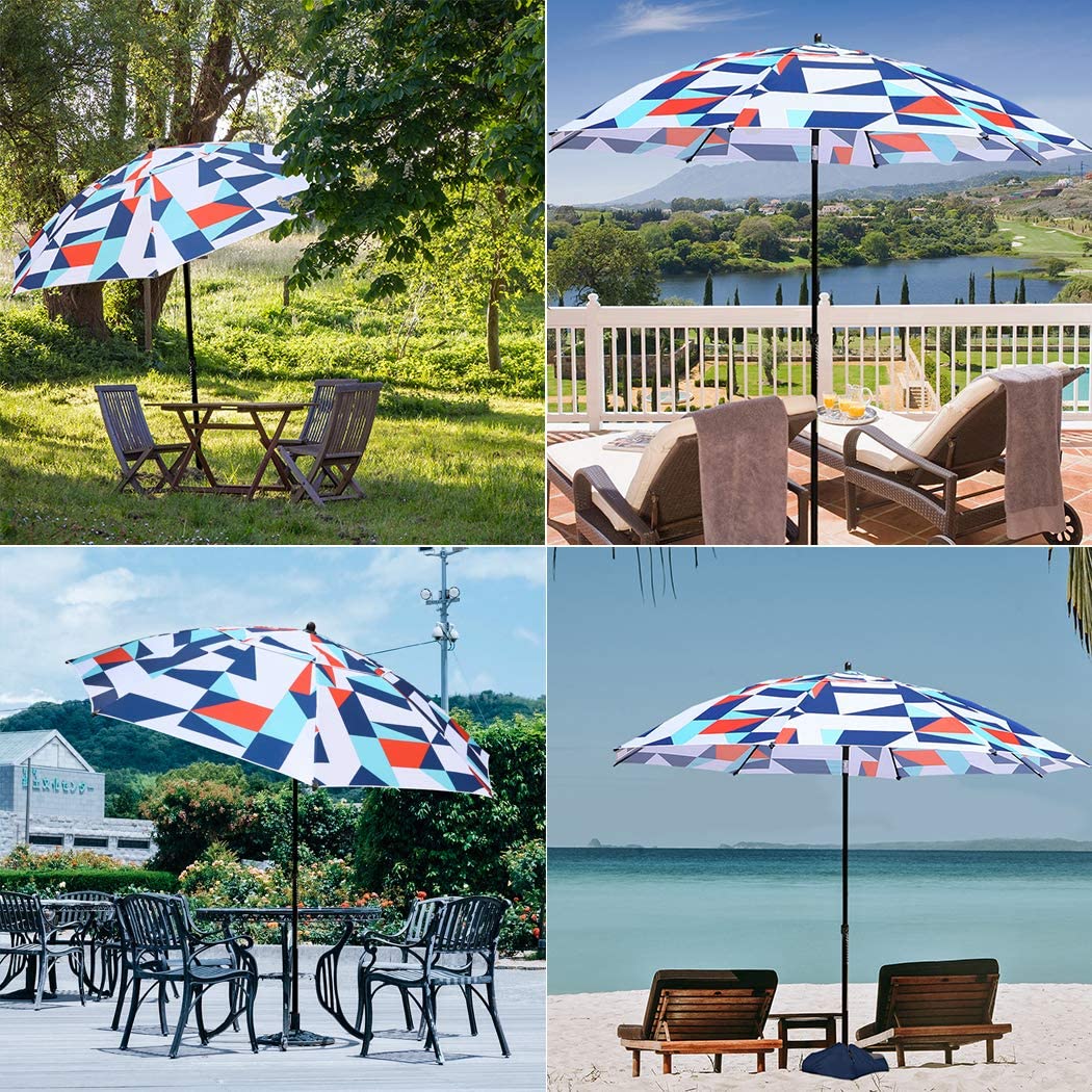 TOTEBOX Beach Umbrella, 7.5ft Portable, Sunshade UPF 50+ Protection w Tilt Sand Anchor, Carry Bag for Outdoors.