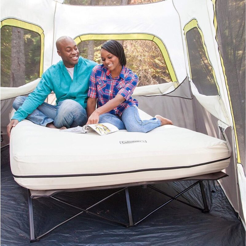 COLEMAN Camping Cot, Air Mattress & Pump, Folding Camp Cot & Air Bed w Side Tables & Battery Operated Pump