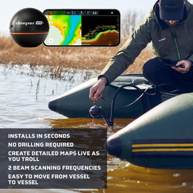 DEEPER PRO+ Smart Sonar - GPS Portable Wireless Wi-Fi Fish Finder for Shore & Ice Fishing