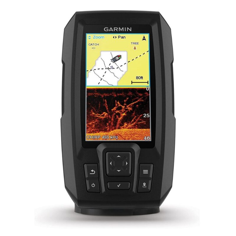 GARMIN Striker 4cv with Transducer, 4" GPS Fishfinder w Chirp Traditional & ClearVu Scanning Sonar Transducer & Built in Quickdraw Contours Mapping Software