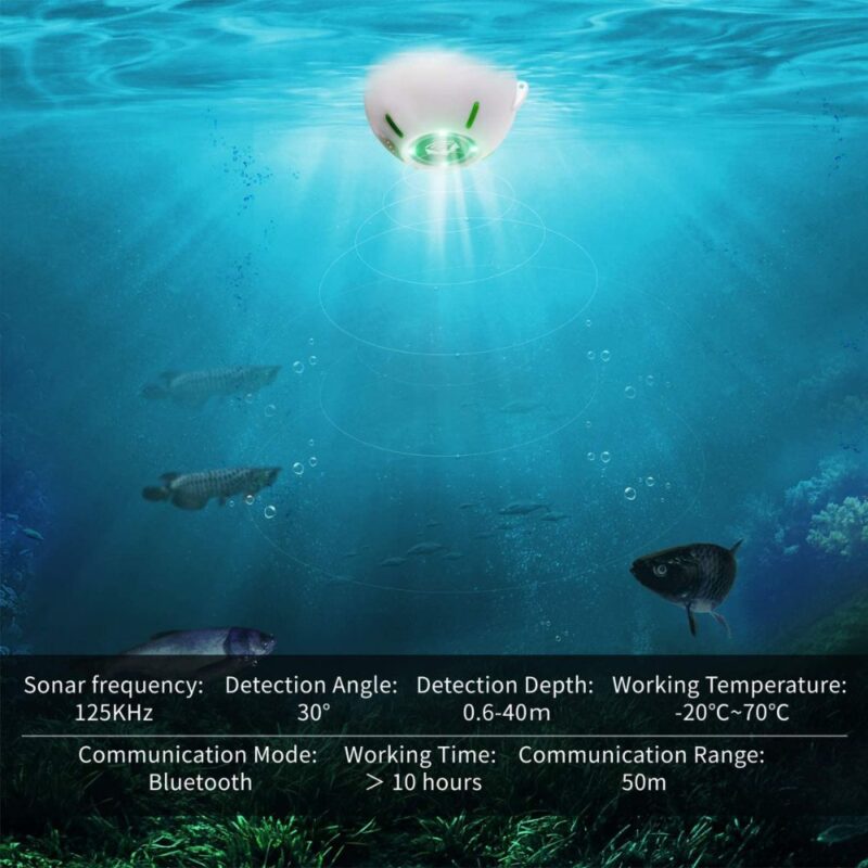 JOYLOG Portable, Wireless, Bluetooth Fish Finder, Smart Sonar Depth Finder w iOS & Android Phone APP for Kayak/Ice/Boat Fishing