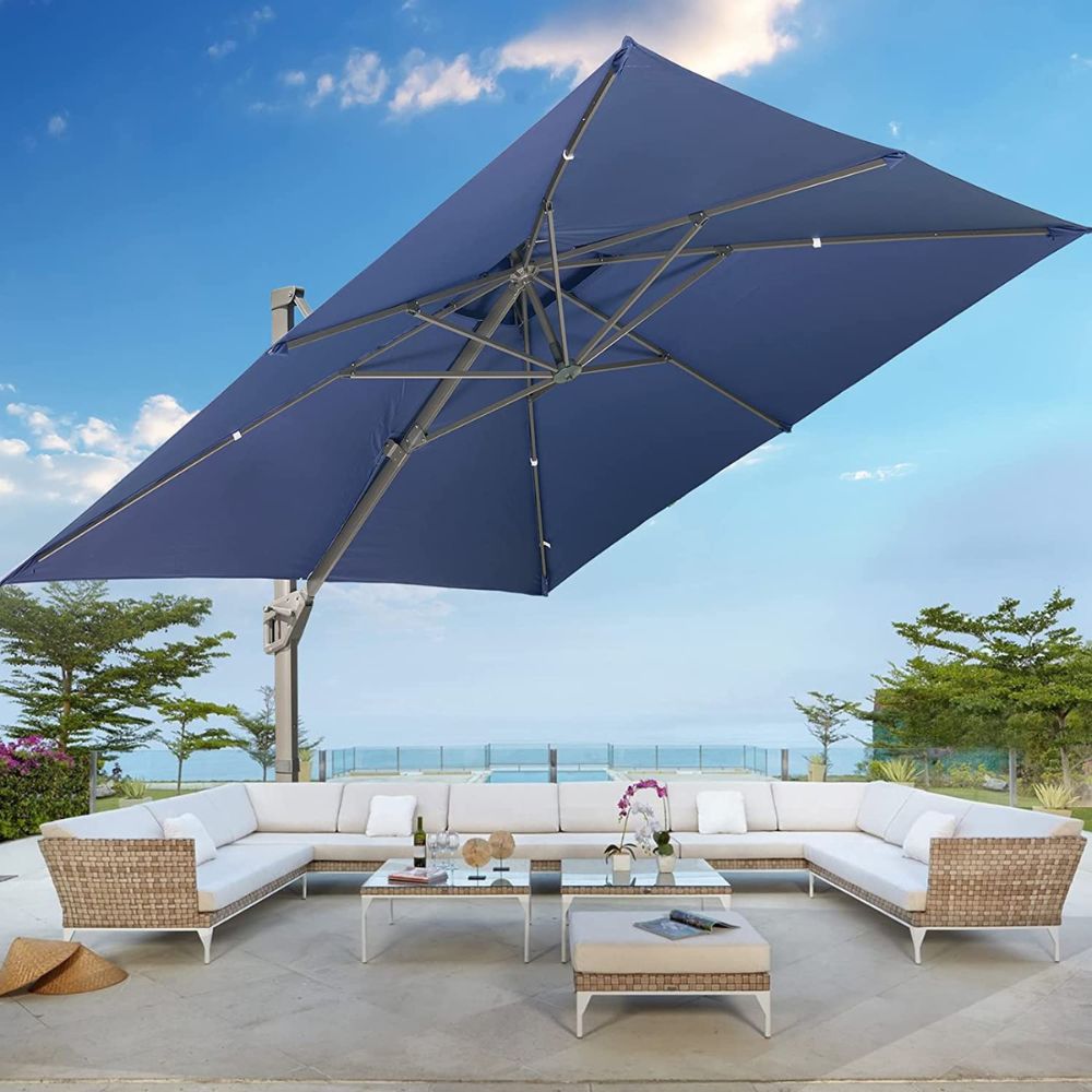LKINBO Cantilever Umbrella, Double Top, Outdoors, Large Patio ...
