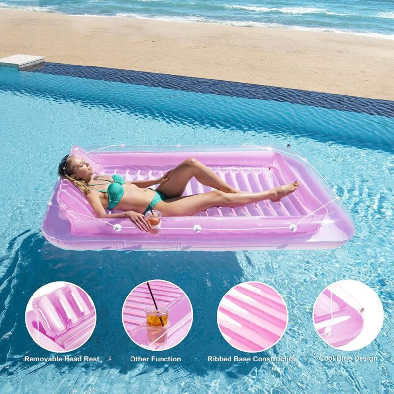 SLLAK Inflatable Pool Floats for Adults & Kids, Blow Up Tanning Raft