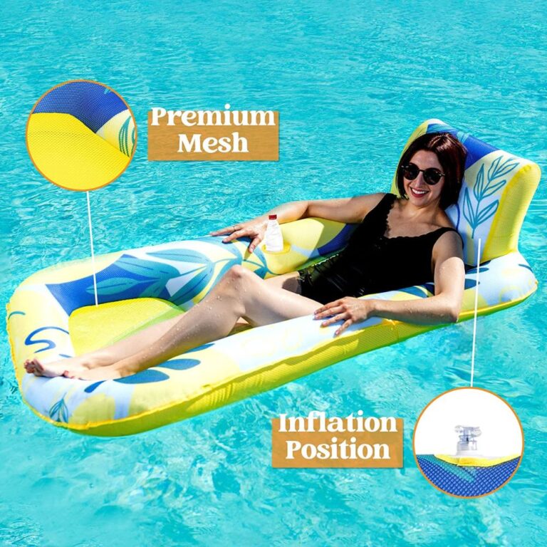Lounge Raft Pool SLOOSH Luxury Water Lounge w Backrest, Inflatable Pool Float, Pool ...