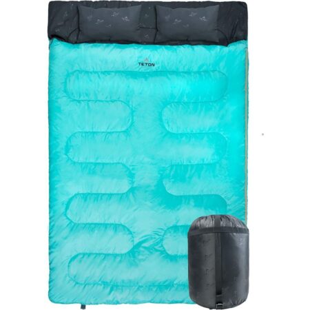 TETON Sports Cascade Double Sleeping Bag; Lightweight, Warm & Comfortable for Family Camping, Teal, 87" x 60"