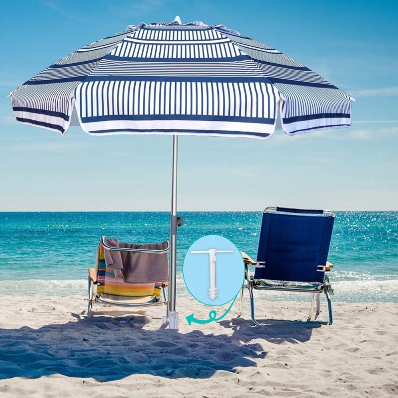 AMMSUN 2.1m Outdoor Patio Beach Umbrella, Sun Shelter, Hollow Pattern w ...