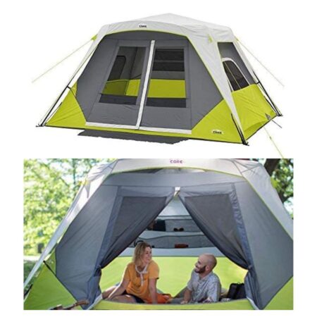 CORE 6-Person Instant Cabin Tent w Awning Green/Gray