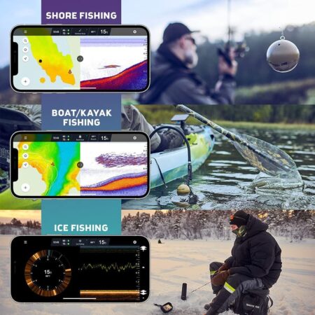 DEEPER Chirp 2 Castable & Portable WiFi Fish Finder, Depth Finder for Kayaks Boats on Shore Ice Fishing/Deeper Trophy Bundle Smart Sonar Power Bank/Lamp LED Smartphone Mount