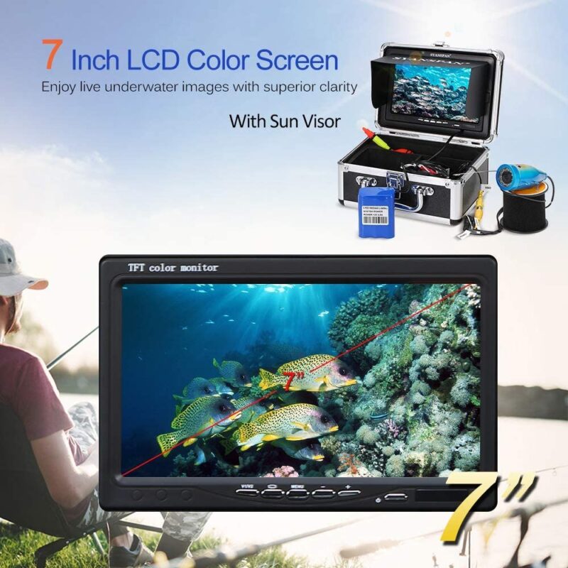 HOMGEEL Portable 7" Inch Monitor 1000TVL Waterproof Underwater Fishing Camera Kit 24PCS Infrared IR LEDs Fish Finder
