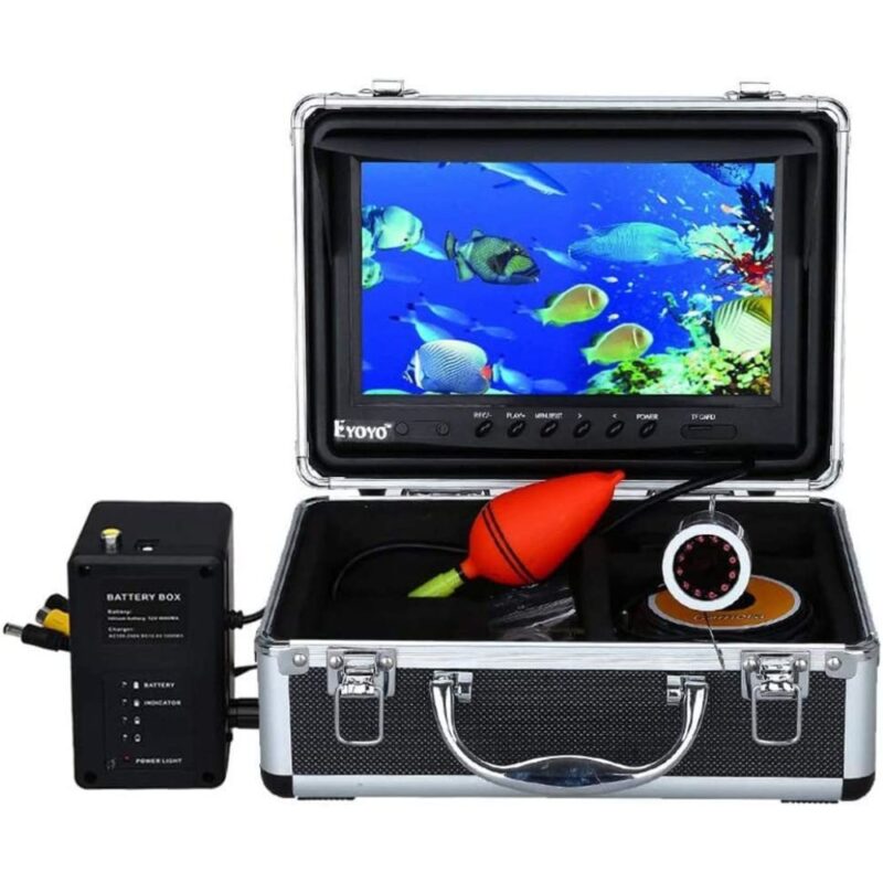 EYOYO Portable 9" LCD Monitor Fish Finder, HD 1000TVL Fishing Camera, Waterproof Underwater DVR Video Cam 30m Cable 12pcs IR Infrared LED for Ice, Lake, Boat, Fishing