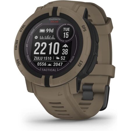 GARMIN Instinct 2 Solar, Tactical Edition, Coyote Tan, Rugged GPS Smartwatch
