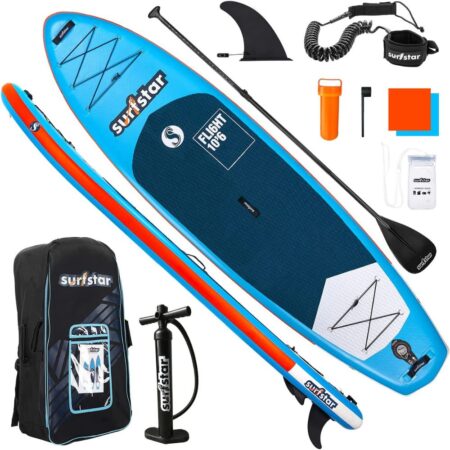 SURFSTAR Inflatable Paddle Board, 10'6" x 33" x 6" ISUP for Adult w SUP Accessories, Pump, Paddle, Leash, Fin and Travel Bag