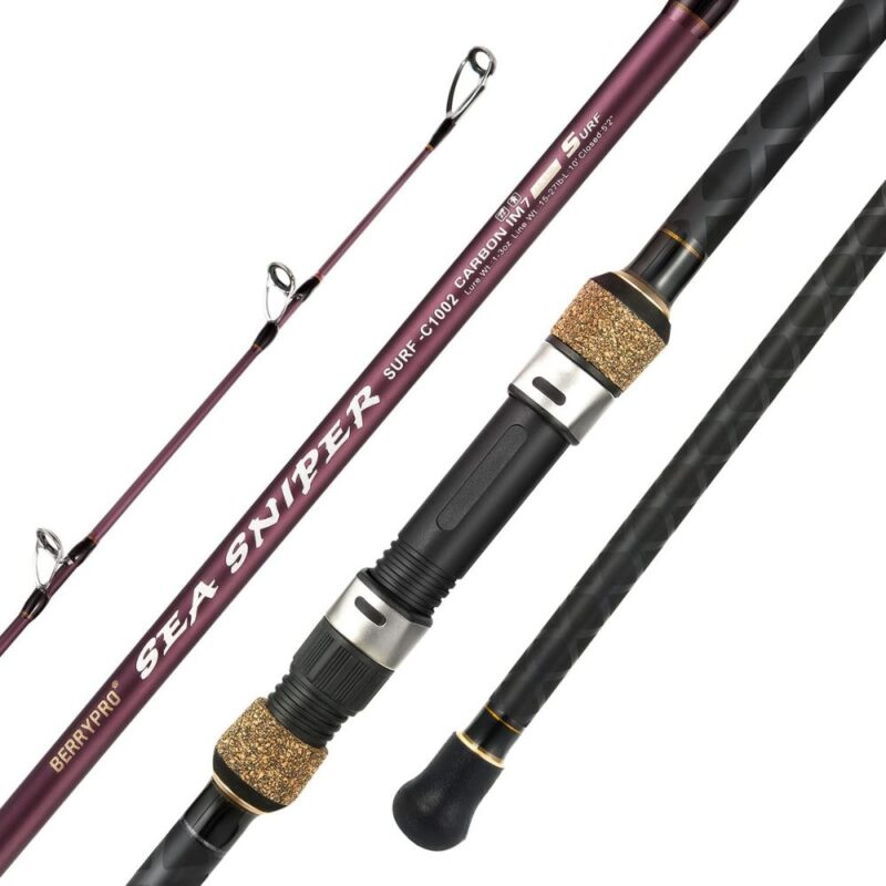 BERRYPRO Surf Spinning & Casting Fishing Rod, Carbon Fibre, Travel Fishing Rod (9-Feet & 10-Feet & 12-Feet & 13.3-Feet)