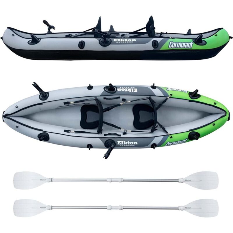 ELKTON OUTDOORS Cormorant 2Person Tandem Inflatable Fishing Kayak