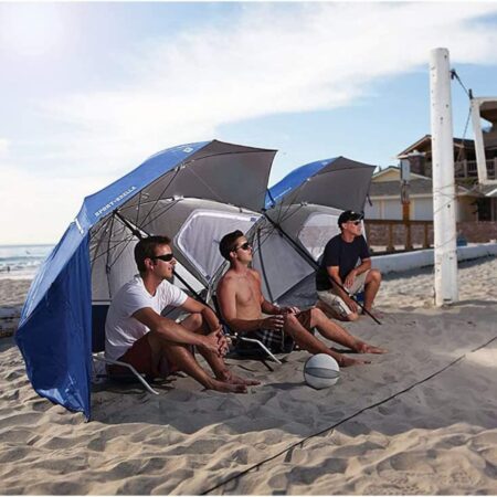 HMLOPX Outdoor Garden Sun Shade Sail 8ft Beach Umbrella, Uv-Resistant, Polyester, UPF 50+ Sun & Rain Canopy Shelter w Window & Pocket for Beach & Sports Events