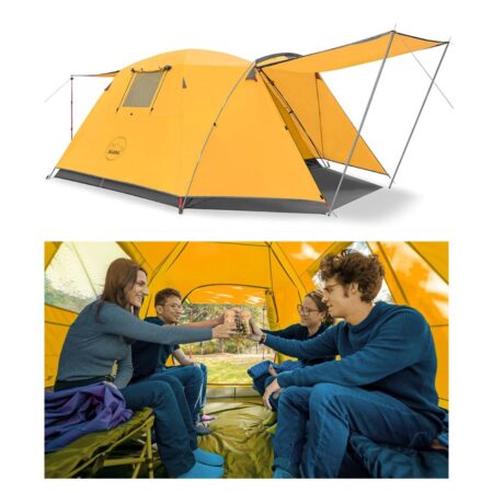 KAZOO 2-4 Person Camping Tent, Outdoor Waterproof Large Family Tent, Easy Set-up w Porch - Double Layer
