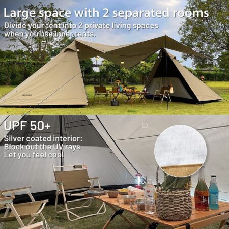 MIER 4-Seasons Camping Tent, Large Cabin Tent for 8-12 Person, 2 Private Living Spaces, Waterproof, Light Stove Tent, Camping, Hiking, Fishing or relaxing with family or friends