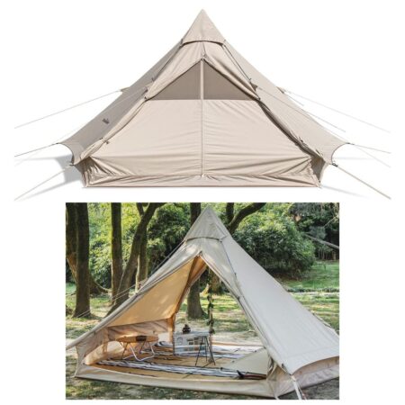 NATUREHIKE Brighten Cotton Tent, Pyramid Tent, Family Tent, 4-Season Large Bell Tent, Glamping for Family Camping.