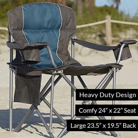 LivingXL by DXL Heavy Duty Portable Chair, Outdoor, Lawn or Beach Chair w 500 lb Max Capacity, Lightweight Folding Frame.