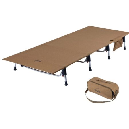 iCLIMB Super Easy Assemble Folding Stretcher/Cot, Ultralight, Compact, Heavy Duty w Carry Bag for Adults, Camping, Backpacking (Brown)