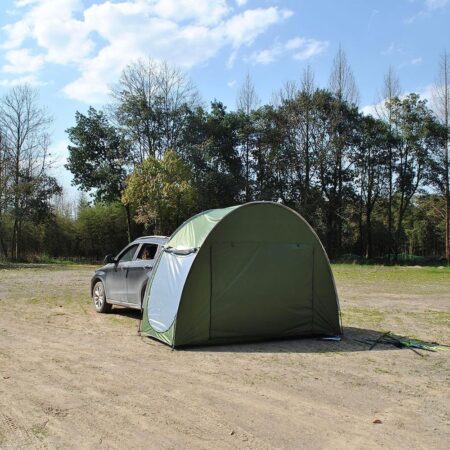 LEOUTOR Car Rear Tent SUV Hatchback Tents - Tailgate Tent w/ Huge Screen Room & Large Awning - Outdoors Family Universal SUV Camping Tent (Green)
