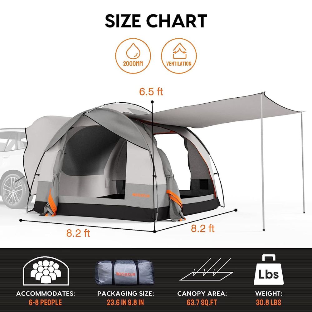 Versatile SUV Caping Tent With Spacious Awning, 4000 Waterproof Car