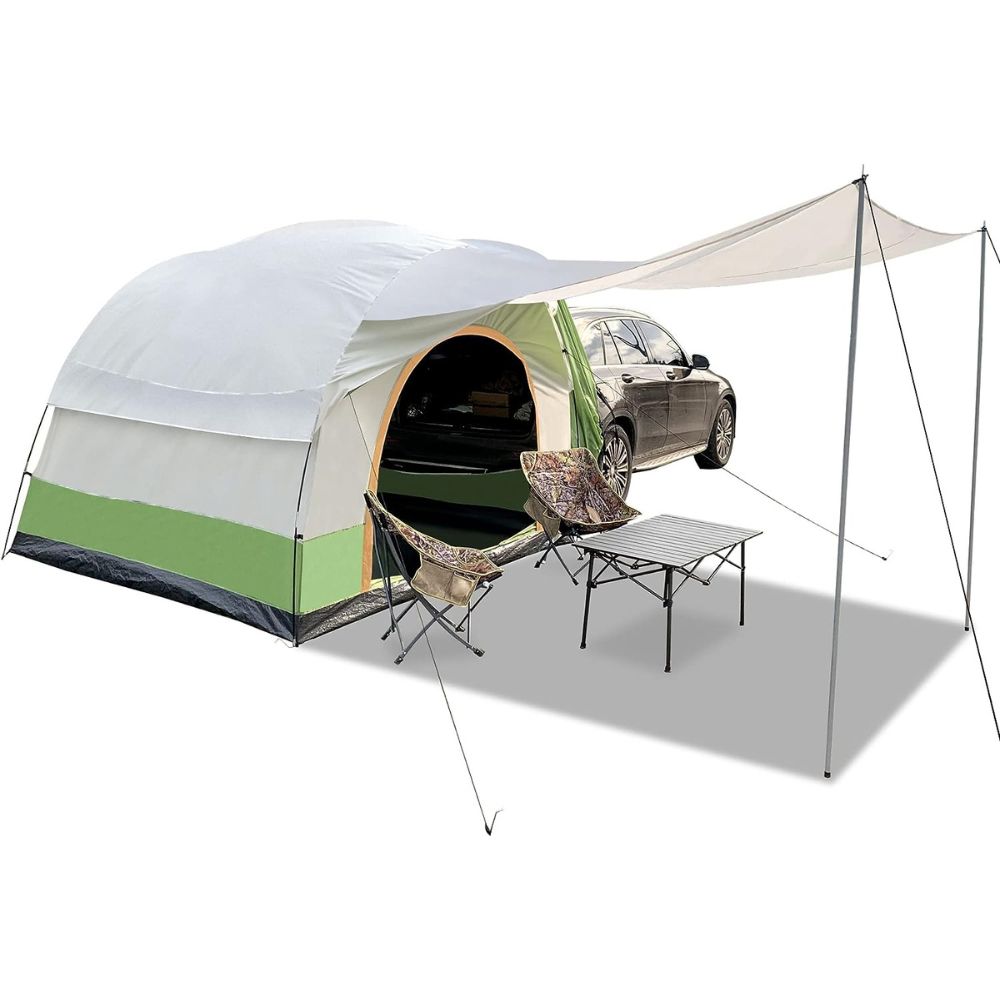 HASIKA SUV Tent for Car Camping, Universal Fits All SUVs Vans, 6 Person Capacity, Free Standing, Includes Rainfly & Poles UPF 50 + 8.2' W X 8.2' L X 6.6' H